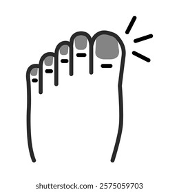 Ingrown Toenail (Onychocryptosis) Treatment. Foot Health, Pain Management, Care Process. Vector Editable Stroke Icon.