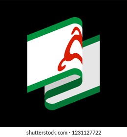 Ingushetia Flag isolated. Ingush ribbon banner. state symbol
