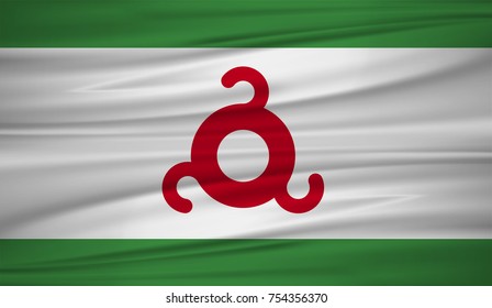 Ingushetia flag vector. Vector flag of Ingushetia blowig in the wind. EPS 10.
