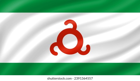 Ingushetia flag waving. Background. Vector