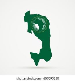 Ingushetia map in African Union flag colors, editable vector.