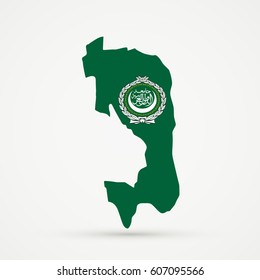 Ingushetia map in Arab League flag colors, editable vector.
