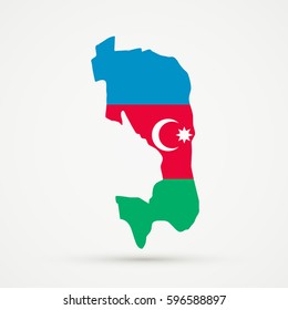 Ingushetia map in Azerbaijan flag colors, editable vector.