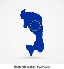 Ingushetia map in European Union (EU) flag colors, editable vector.