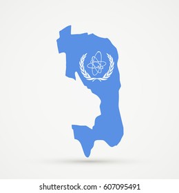 Ingushetia map in International Atomic Energy Agency (IAEA) flag colors, editable vector.