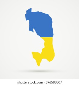 Ingushetia map in Ukraine flag colors, editable vector.