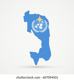 Ingushetia map in World Meteorological Organization (WMO) flag colors, editable vector.