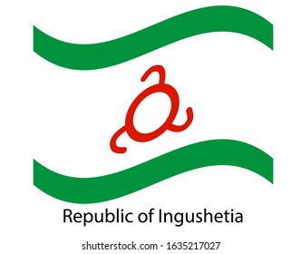 Ingushetia Republic national flag on white background texture. illustration, symbol federal subject of Russia. Flag in the wind
