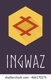 Ingwaz rune of Elder Futhark in trend flat style. Old Norse Scandinavian rune. Germanic letter. Vector illustration.