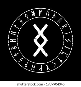 INGWAZ RUNE ON A BLACK BACKGROUND IN VECTOR