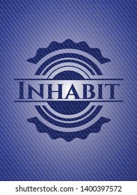 Inhabit emblem with jean texture. Vector Illustration. Detailed.