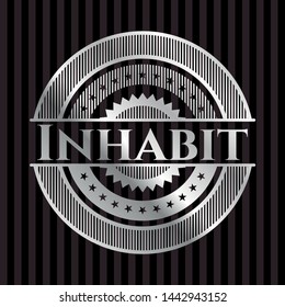 Inhabit silver badge or emblem. Vector Illustration. Mosaic.