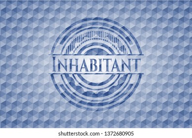 Inhabitant blue badge with geometric pattern.