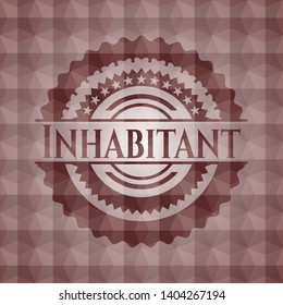 Inhabitant red badge with geometric pattern. Seamless.