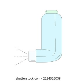 Inhalieren oder im Cartoon-Stil. Lineare Vektorgrafik einzeln auf weißem Hintergrund. Symbol des Inhalationsmittels. Asthmamedikation
