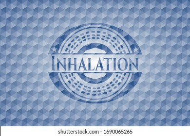 Emblema azul de inhalación con un patrón geométrico. Ilustración vectorial. Detallado.