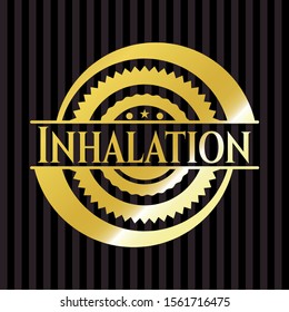 Inhalation gold shiny badge. Vector Illustration. Detailed.