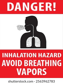 Inhalation hazard avoid breathing vapors safety first industrial warning sign notice vector