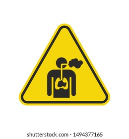 Inhalation Hazard Sign Isolated On White Background. Yellow Triangle Warning Symbol Simple, Flat, Vector, Icon You Can Use Your Website Design, Mobile App Or Industrial Design. Vector Illustration