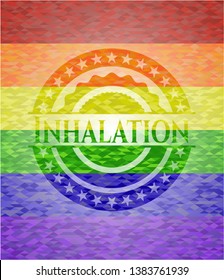 Inhalation on mosaic background with the colors of the LGBT flag
