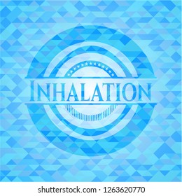 Inhalation realistic light blue emblem. Mosaic background