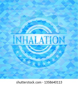 Inhalation sky blue emblem with mosaic background