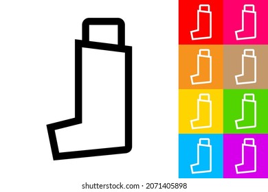 Inhalator. Zeilensymbol mit unterschiedlichem Farbhintergrund.
