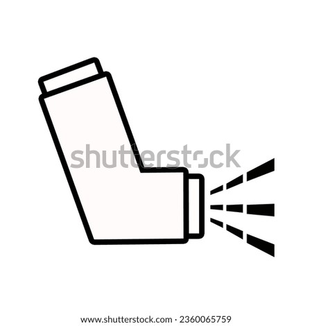 Inhalator line icon for web design isolated on white background. Medical allergy asthma inhaler spray.
