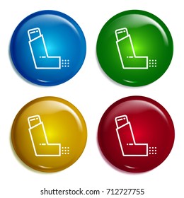 Inhalator multi color gradient glossy badge icon set. Realistic shiny badge icon or logo mockup