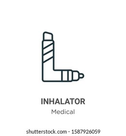 Inhalator outline vector icon. Thin line black inhalator icon, flat vector simple element illustration from editable medical concept isolated on white background