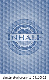 Inhale blue emblem with geometric pattern. Vector Illustration. Detailed.