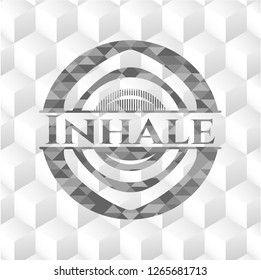 Inhale grey emblem with cube white background
