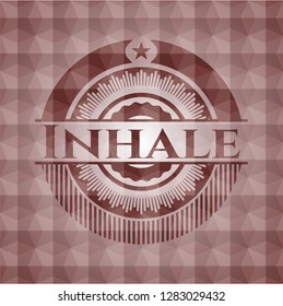 Inhale red emblem with geometric pattern. Seamless.