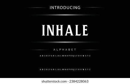 Inhale Vintage decorative font  with label design and background pattern