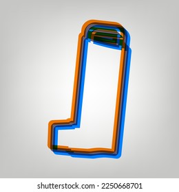 Inhaler for asthma sign. Stroked Icon in orange, azure and old lavender Colors at gray Background. Illustration.