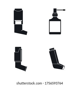 Inhaler breather deep breath health care asthma icons set. Simple illustration of 4 Inhaler breather deep breath health care asthma vector icons for web