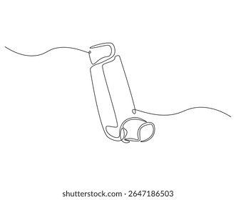 Inhaler continuous line. Continuous one line drawing of inhaler. Medical equipment concept. Single line drawing