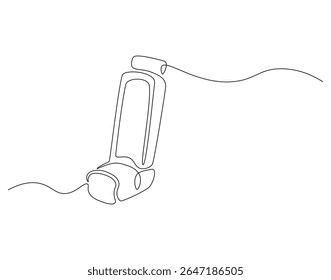 Durchgehende Inhalationsleitung. Kontinuierliche einzeilige Zeichnung des Inhalators. Medizintechnik-Konzept. Einzeilige Zeichnung