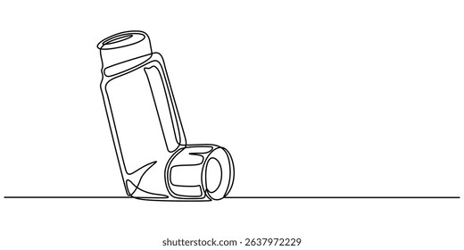 inhaler continuous one line drawing, Single one line drawing an inhaler. Medical equipment concept. Continuous line draw design graphic vector illustration, Minimalist line draw design graphic vector.