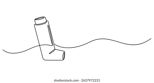inhaler continuous one line drawing, Single one line drawing an inhaler. Medical equipment concept. Continuous line draw design graphic vector illustration, Minimalist line draw design graphic vector.