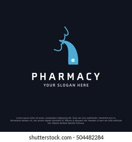 inhaler health logo, abstract vector logo design template icon of company identity symbol concept for therapy service, pharmacy, hospital, medical clinic or any natural health care business