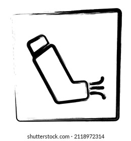 Inhaliersymbol, eingerahmte Pinselstriche, Vektorgrafik.