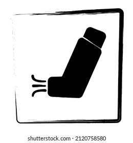 Inhaliersymbol, eingerahmte Pinselstriche, Vektorgrafik.