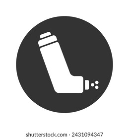 Inhaler icon isolated on white background. Breather for cough relief, inhalation, allergic patient. Medical allergy asthma inhaler spray. Vector sign