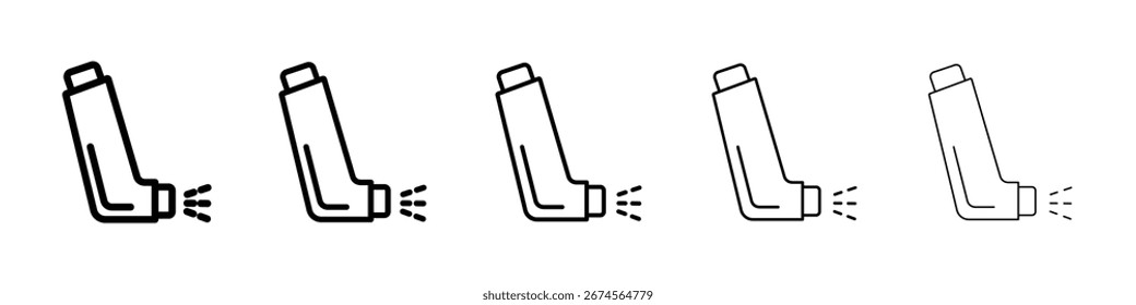Logotipo del icono del inhalador en la colección de las líneas de trazo