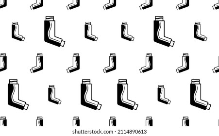 Inhaler Icon Seamless Pattern, Allergy Spray, Puffer, Pump Icon, Medication Device Used To Pump Into The Body Via The Lungs Vector Art Illustration