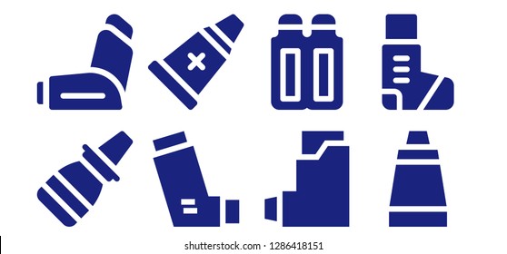  inhaler icon set. 8 filled inhaler icons. Simple modern icons about  - Nasal spray, Inhaler, Ointment, Inhalator, Suppositories