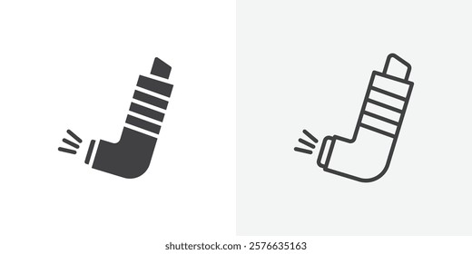 Inhaler icon set in black flat solid and outlined style.