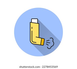 Icono de inhalador. Ilustración simple con sombra larga para diseño gráfico y web.