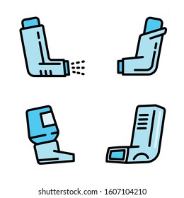 Inhaler icons set. Outline set of inhaler vector icons for web design isolated on white background
